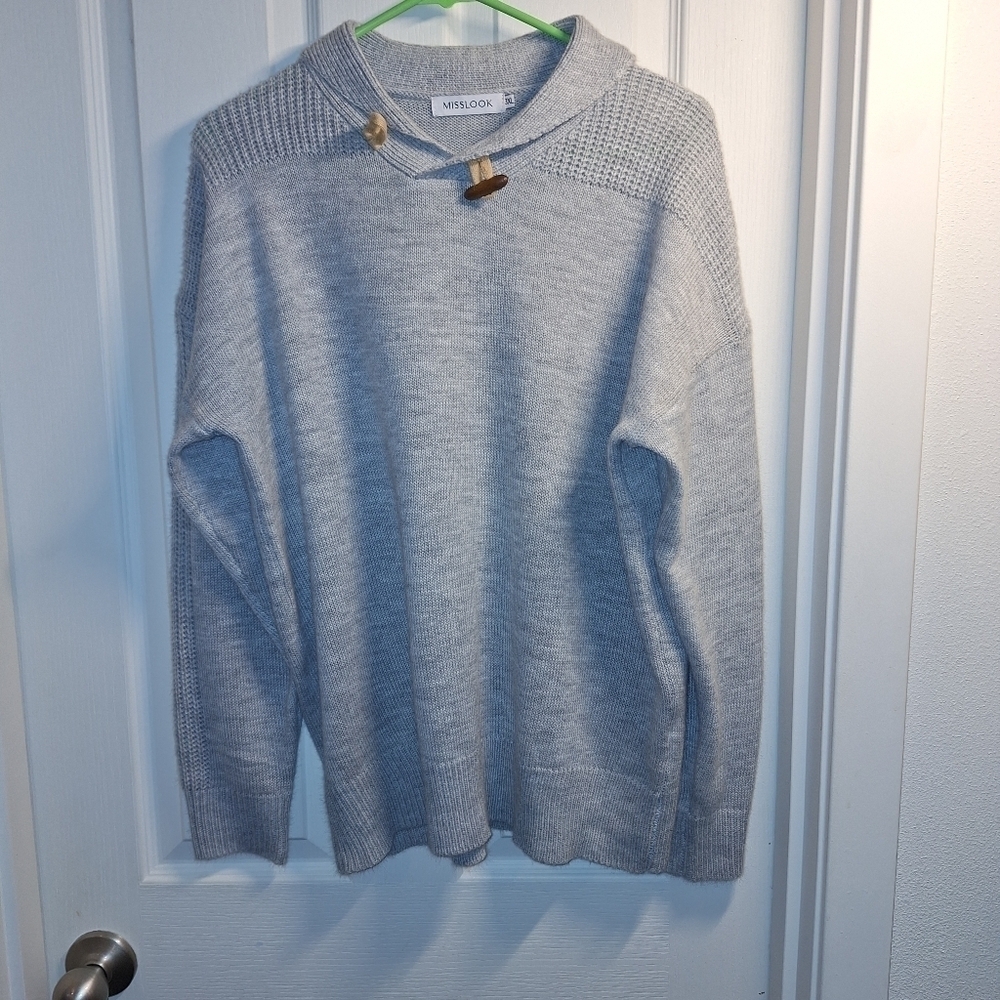 Misslook Gray Sweater With Toggle 3X